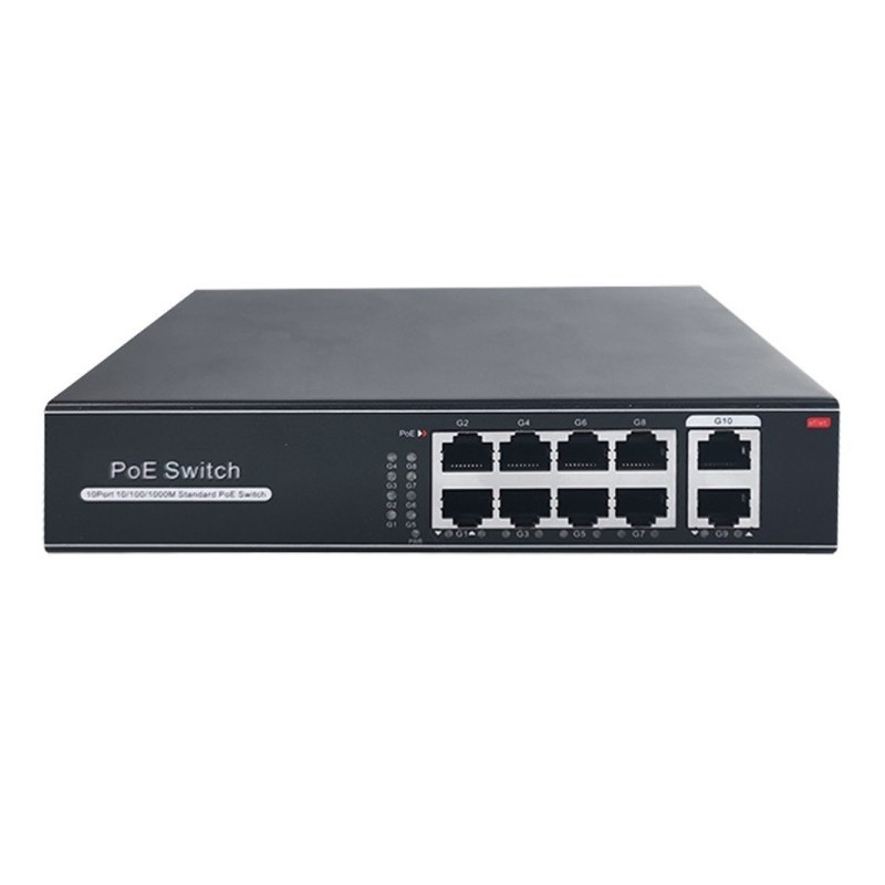 Switch de 8 puertos Gigabit POE 120W, x2 UPLINK Gigabit