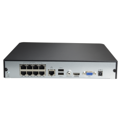 NVR 8ch IP PoE hasta 8Mpx, 64Mbps, UltraH.265, 1 HDD