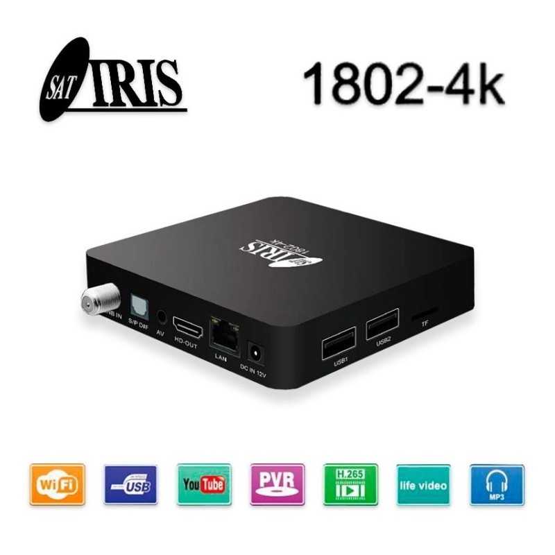 Receptor Android SAT (S2), 4K UHD, H.265, 1 Lector tarjetas, Wifi integrado, IR