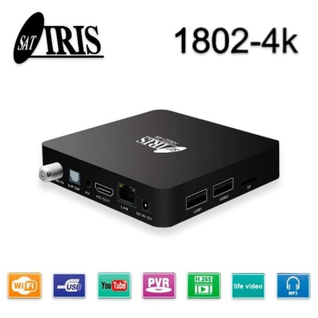 Receptor Android SAT (S2), 4K UHD, H.265, 1 Lector tarjetas, Wifi integrado, IR