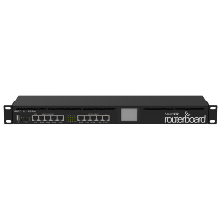 Routerboard 1 Core a 600Mhz, 128MB RAM, x5 puertos Gb, x5 10/100 y x1SFP. Level 5 para RACK