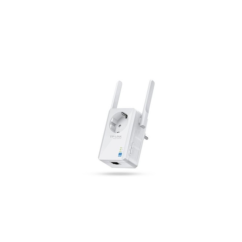 Repetidor WIFI 2.4Ghz con enchufe adicional, 300Mbps, 20dBm (100mW), puerto RJ45, x2 antenas externas