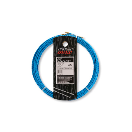 Guía pasa cables 22 metros y 4,5mm. Poliéster triple trenzado. Color azul