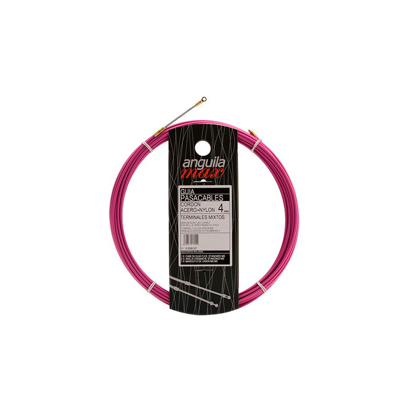 Guía pasa cables 22 metros y 4mm. Acero + nylon. Color violeta