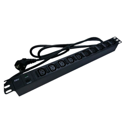 Regleta para Racks de 19", 16A, x10 IEC + fusible + indicador Luminoso