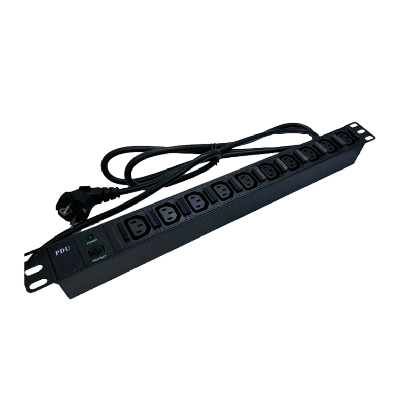 Regleta para Racks de 19", 16A, x10 IEC + fusible + indicador Luminoso