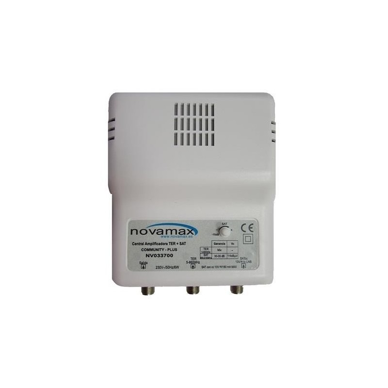 Amplificador FI + Mezcla de TDT, 35-40dB, nivel de salida 120dBuV. Conector F