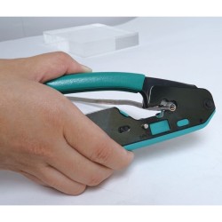 Crimpadora para conectores RJ11, RJ12, RJ45. Corta y pela el cable