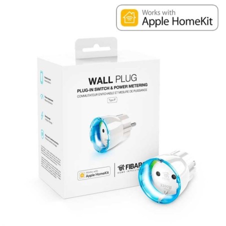 Fibaro Wall Plug Enchufe de pequeño tamaño para control ON/OFF con aro Led y control de consumo para APPLE HOME KIT B