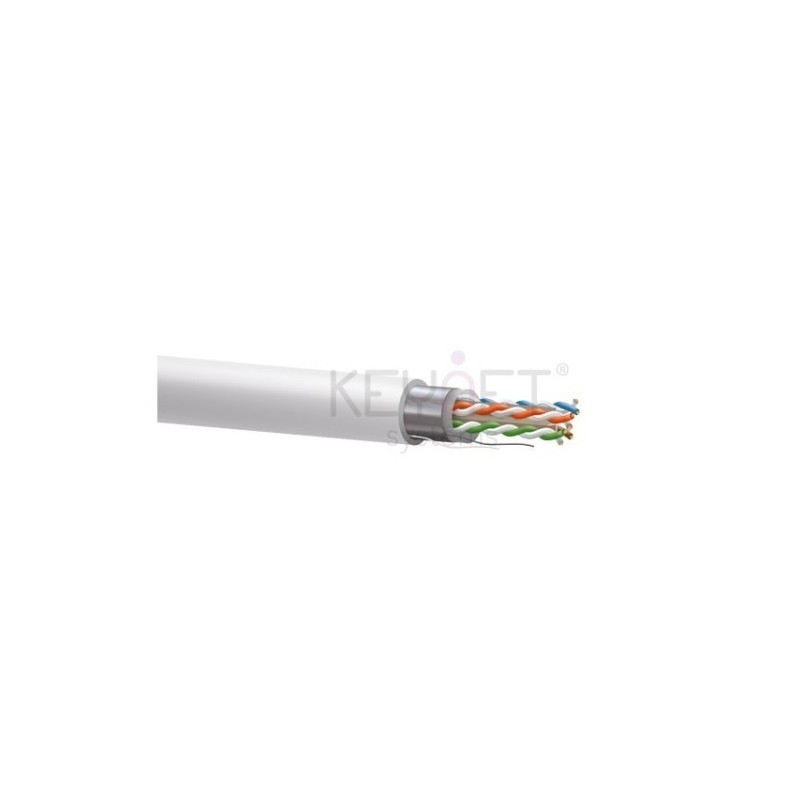 Cable CAT6 UTP, Cobre, LSZH, DCA, AWG23, conductor de 0.53mm, blanco. Bobina 305mts