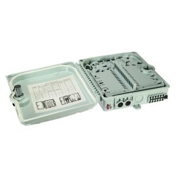 Caja distribución F.O 2 puertos, hasta 12 fibras SC SX de interior/exterior. Cierre de seguridad