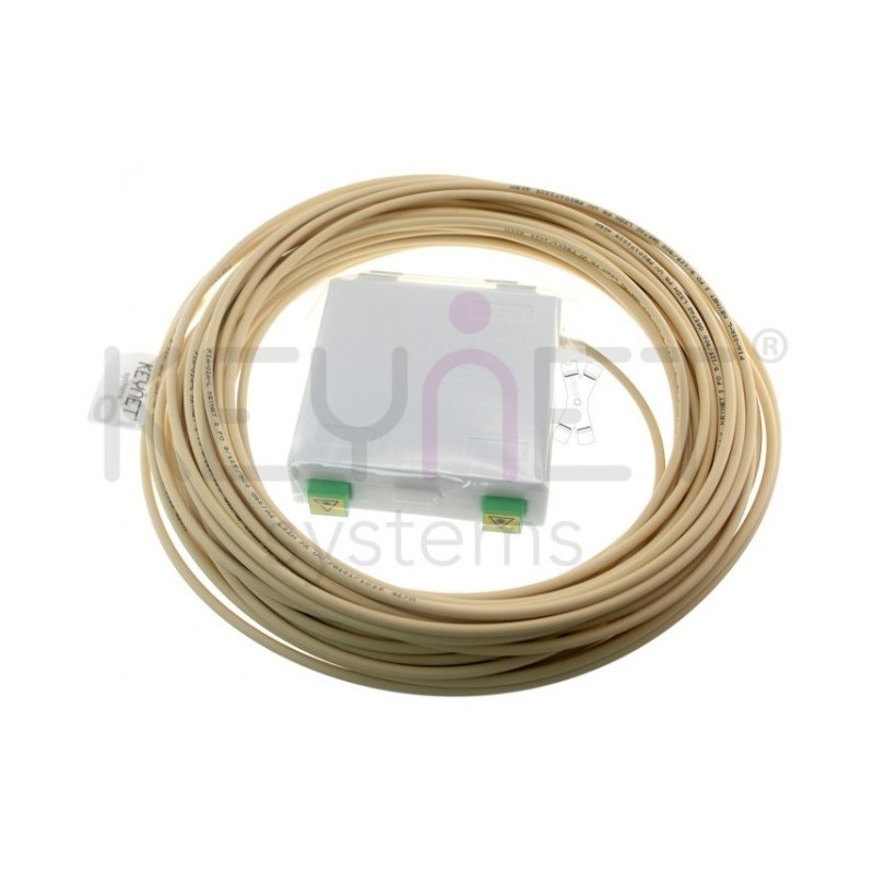 Latiguillo Duplex Monomodo G657A2 15 mts Safetrack + Roseta + x2 Adatpadortes SC/APC, color marfil