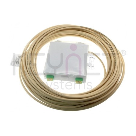 Latiguillo Duplex Monomodo G657A2 15 mts Safetrack + Roseta + x2 Adatpadortes SC/APC, color marfil