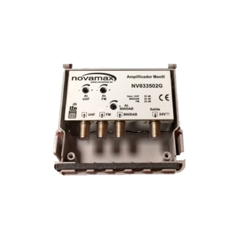 Amplificador de mástil 5G. 3 Entrada. UHF/FM/DAB (C21/48), 35/30/25dB,