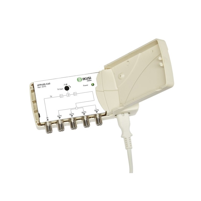 Amplificador de Interior 5G, VHF-UHF 22dB, 103dBuV. 4 salidas