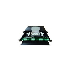 Bandeja de distribución de F.O. 19" con 24 adaptadores SC/APC , con tapa frontal telescópica y 1 bandeja para 24 fusi