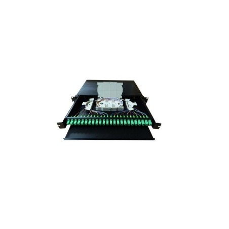 Bandeja de distribución de F.O. 19" con 24 adaptadores SC/APC , con tapa frontal telescópica y 1 bandeja para 24 fusi