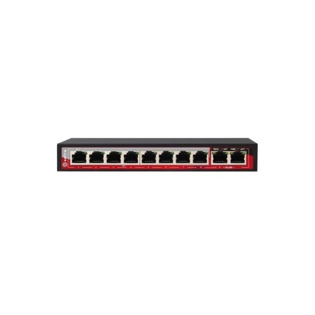 Switch de 8 puertos 10/100 POE 96W + x2 UPLINK, para sobremesa. Hasta 250 metros