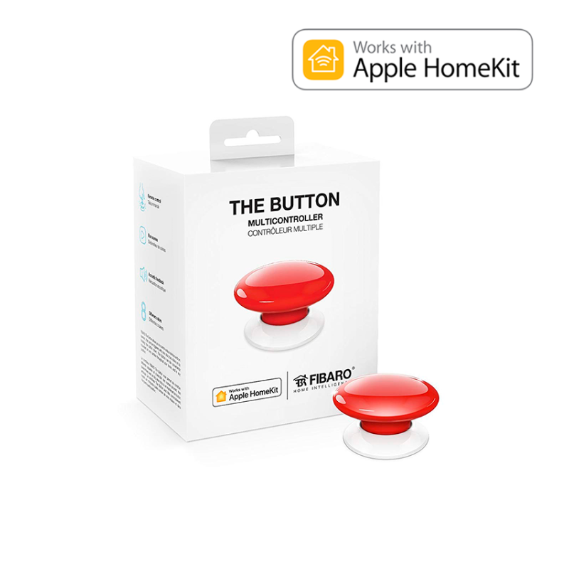 Botón de acción Fibaro Button Rojo. Versión HOME KIT Apple Bluetooth. FGBHPB-101-3