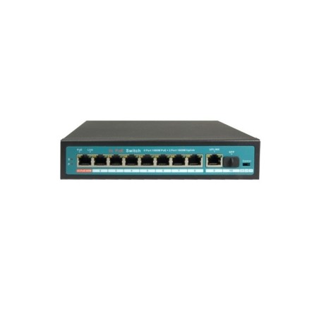 Switch de 8 puertos Gigabit POE 120W, x1 UPLINK Gigabit, x1 SFP. Sobremesa