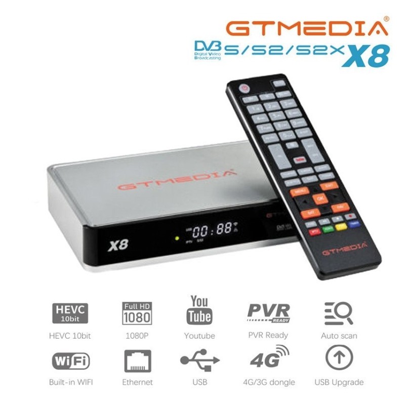 Receptor SAT (S2X), FULL HD, H.265, Wifi integrado.