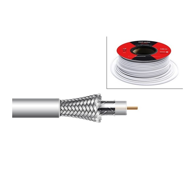 Cable coaxial aluminio 6,7mm. Conductor interno CCS 1,02mm. Atenuación 19,5/30,7dB (862/2150Mhz)