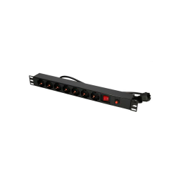 Regleta para Racks de 19", 16A, x7 Schuko + interruptor, en aluminio