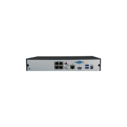 NVR 4ch IP PoE hasta 8Mpx, 80Mbps, H.265+, 1 HDD