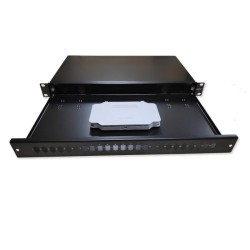 Bandeja de distribución de F.O. 19", hasta 24 SC o LC, 2 x 12 fo o 2x 24 fo (a doble altura) + tapa frontal telescópica