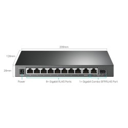 Switch Gestionable de x9 Gb (x8 POE+), x1 COmbo RJ45/SFP, 123W