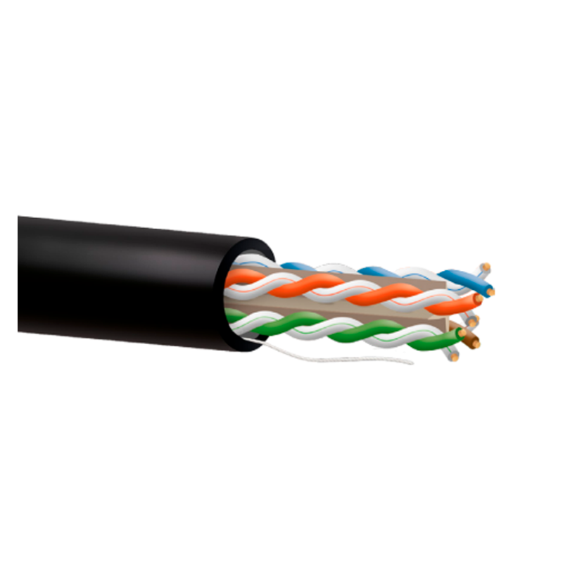 Cable CAT6 UTP, Cobre, CPR-FCA,24AWG, 0.51mm, Polietileno (Exterior), negro. Bobina 305mts