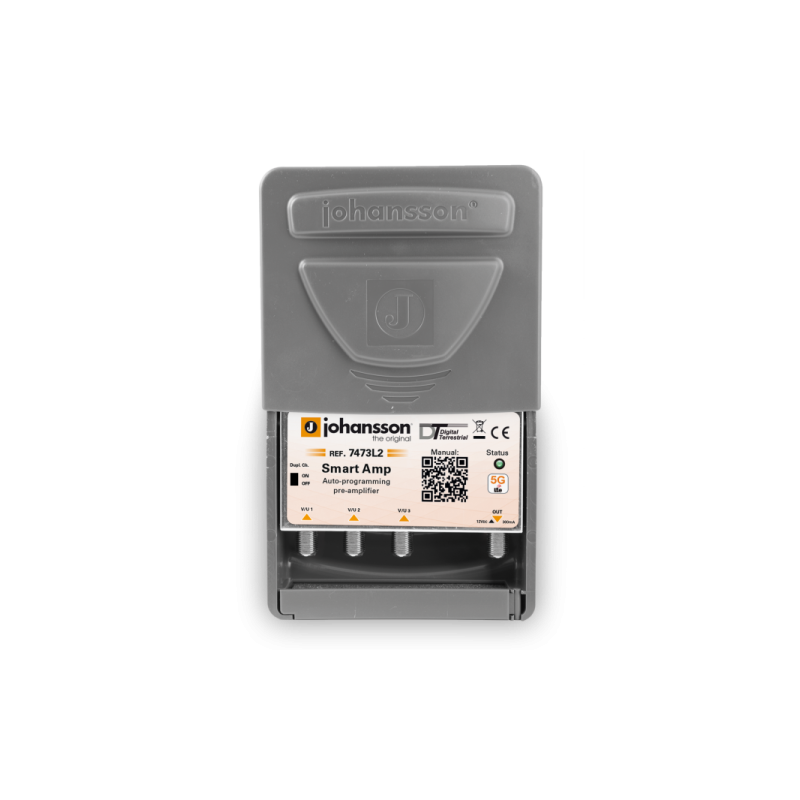Smart AMP amplificador de señales débiles, manteniendo las fuertes. 3 entradas VHF BIII + UHF. 5G (gt Ch48) VHF-BIII+