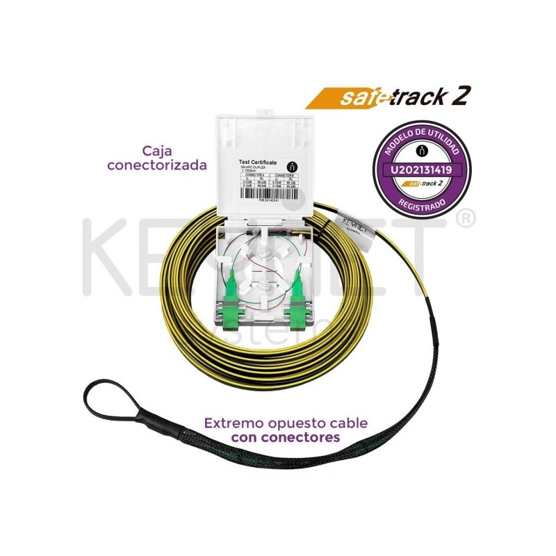 Latiguillo Duplex Monomodo G657A2 35mts Safetrack + Roseta + x2 Adatpadortes SC/APC.