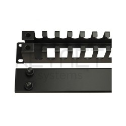 Organizador cables metal 19" 1U con tapa cierre 4 presillas