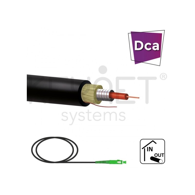 Pigtail SC/APC, G657A2, armada flexible Dca, para interior y exterior (PE), 60mts. Negro
