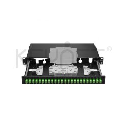 Bandeja de distribución de F.O. 19", telescópica incl 24SC/APC SX montados y accesorios