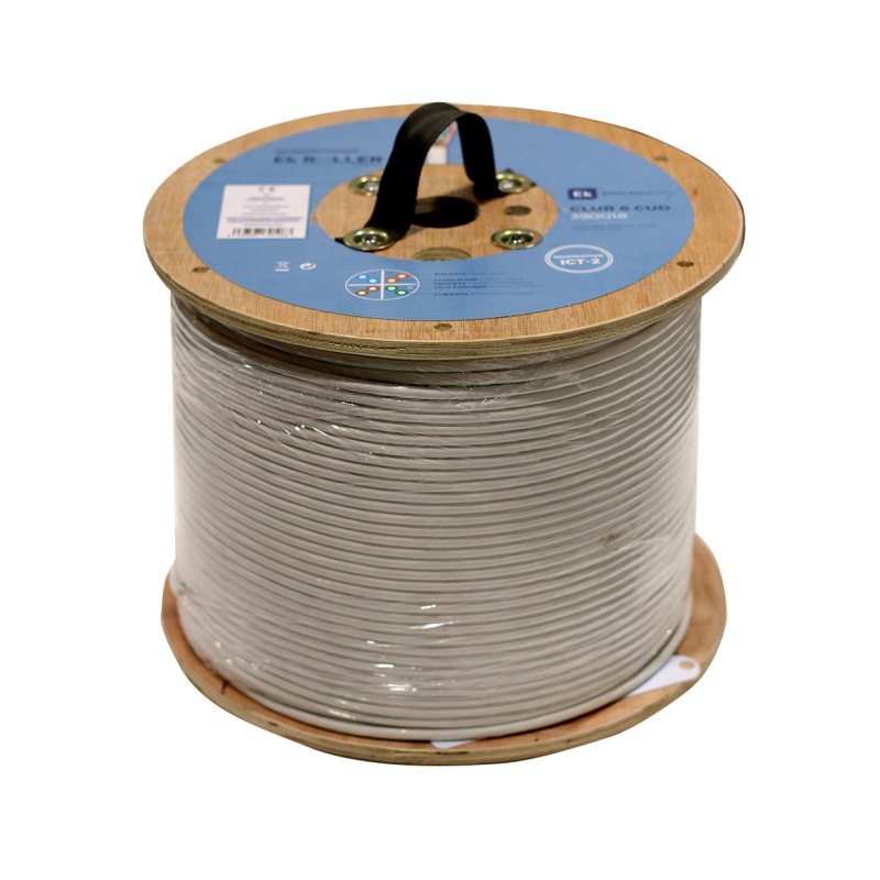 Cable CAT6 UTP, Cobre, LSZH, DCA, AWG 23, conductor de 0.51mm, blanco. Bobina 305mts