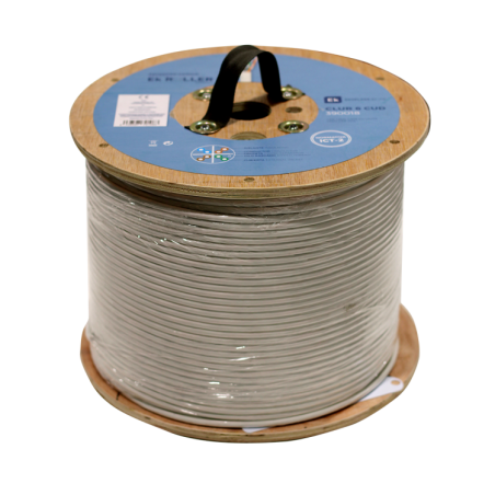 Cable CAT6 UTP, Cobre, LSZH, DCA, AWG 23, conductor de 0.51mm, blanco. Bobina 305mts