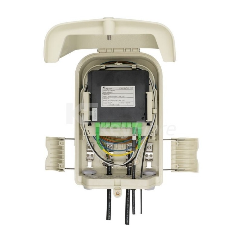 Caja para hasta 16 abonados, 4E de cable, cassette 1x8 incluido, IP65 (exterior). Beige