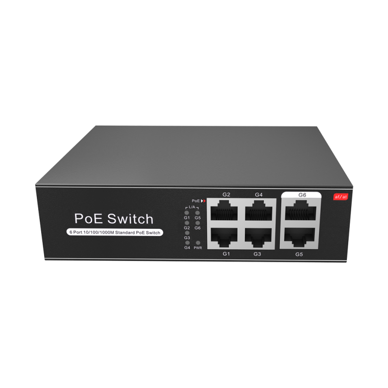 Switch de 4 puertos 10/100/1000 POE (65W) + x2 puertos Gigabit . Sobremesa