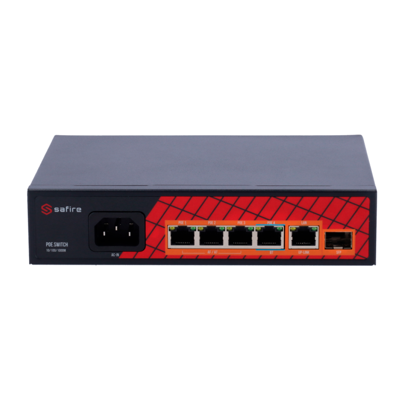 Switch de 3 puertos 10/100/1000 POE/POE+, 1x Puerto Gb HIPOE 60W, x1 UPLINK, 1x SFP. Total 65W