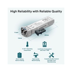 Módulo SFP Gigabit Monomodo 10G, conector Dual LC. Hasta 10Km, Longitud de onda 1310nm