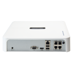 NVR 4ch IP PoE hasta 4Mpx, 40Mbps, H.265+, 1 HDD