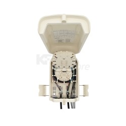 Caja para hasta 16 abonados, 4E de cable, cassette 1x8 incluido, IP65 (exterior). Beige