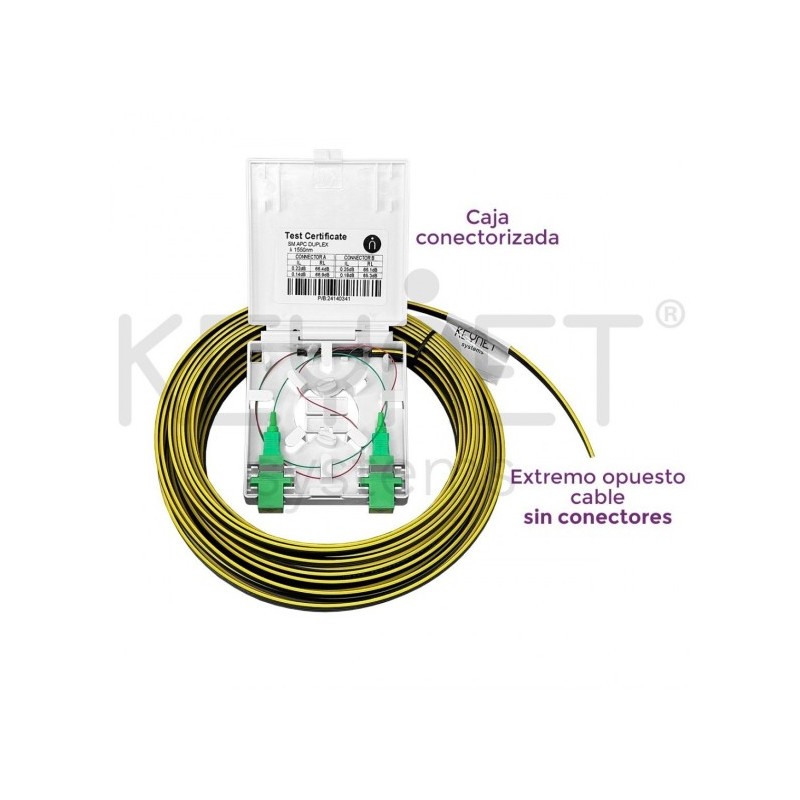 Pigtail Duplex Monomodo G657A2 60 mts Safetrack + Roseta + x2 Adatpadortes SC/APC. Cable plano DCA