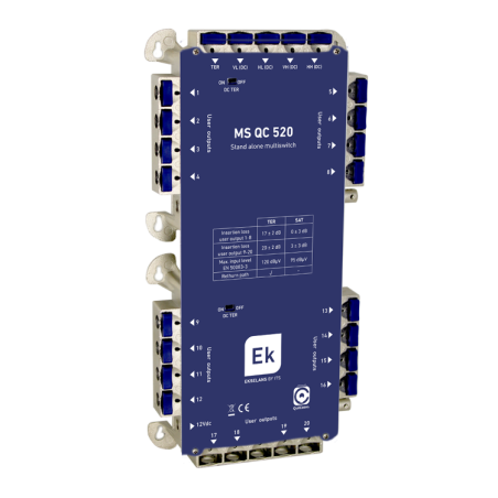 Multiswitch de 5 x20 en estrella/final de cascada. 5 entradas (4 SAT + 1 TER), 16 salidas usuario.