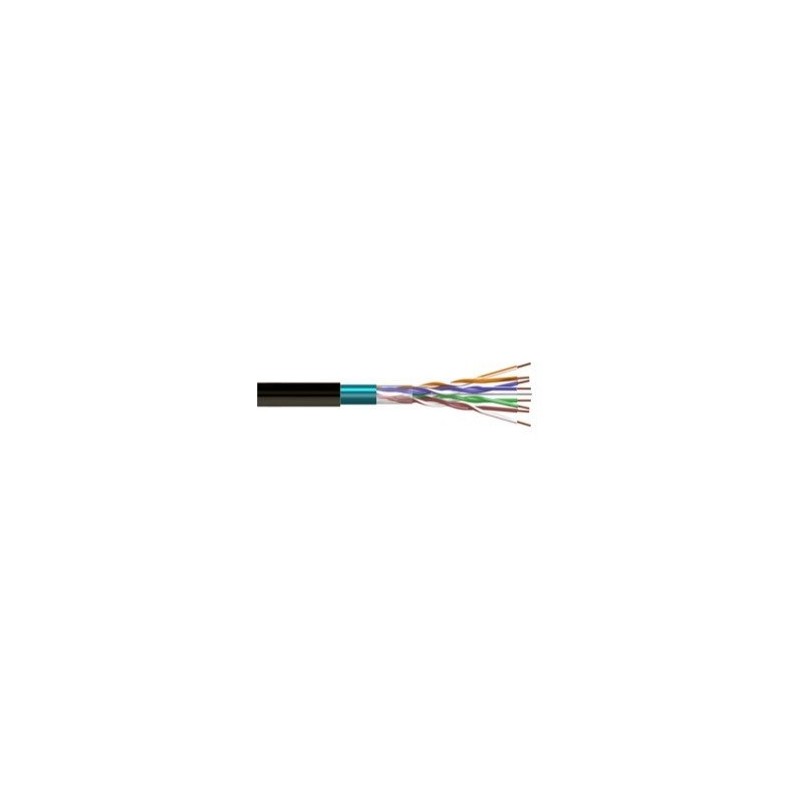 Cable CAT5e FTP, Aluminio Cobreado, CPR-FCA, Polietileno negro (exterior), con carrete interno. Bobina 305mts