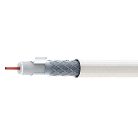 Cable coaxial aluminio 6,6mm. Conductor interno CCS 1,02mm. Atenuación 18,60/28,20dB (862/2150Mhz).Bobina de 100m