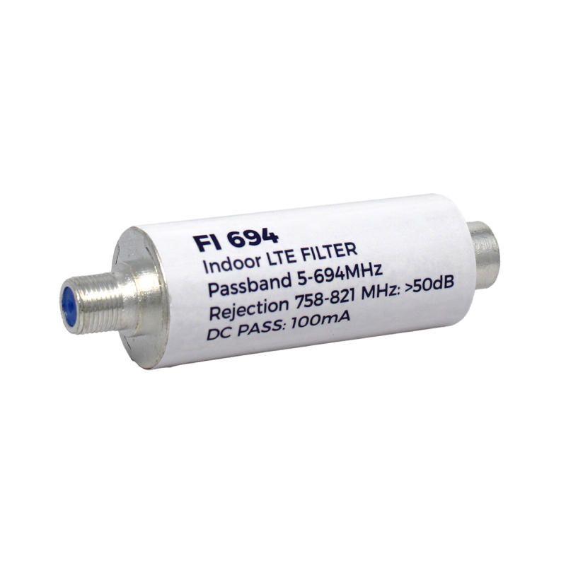 Filtro de Rechazo LTE2. Frecuencias de paso 5-694Mhz (9Db). Rechazo &lt60dB (694MHz &gt25dB (703MHz).