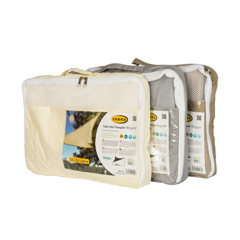 TOLDO VELA 165gr. (PES) WATERPROOF TRIANGULAR GRIS 5x5x5 m